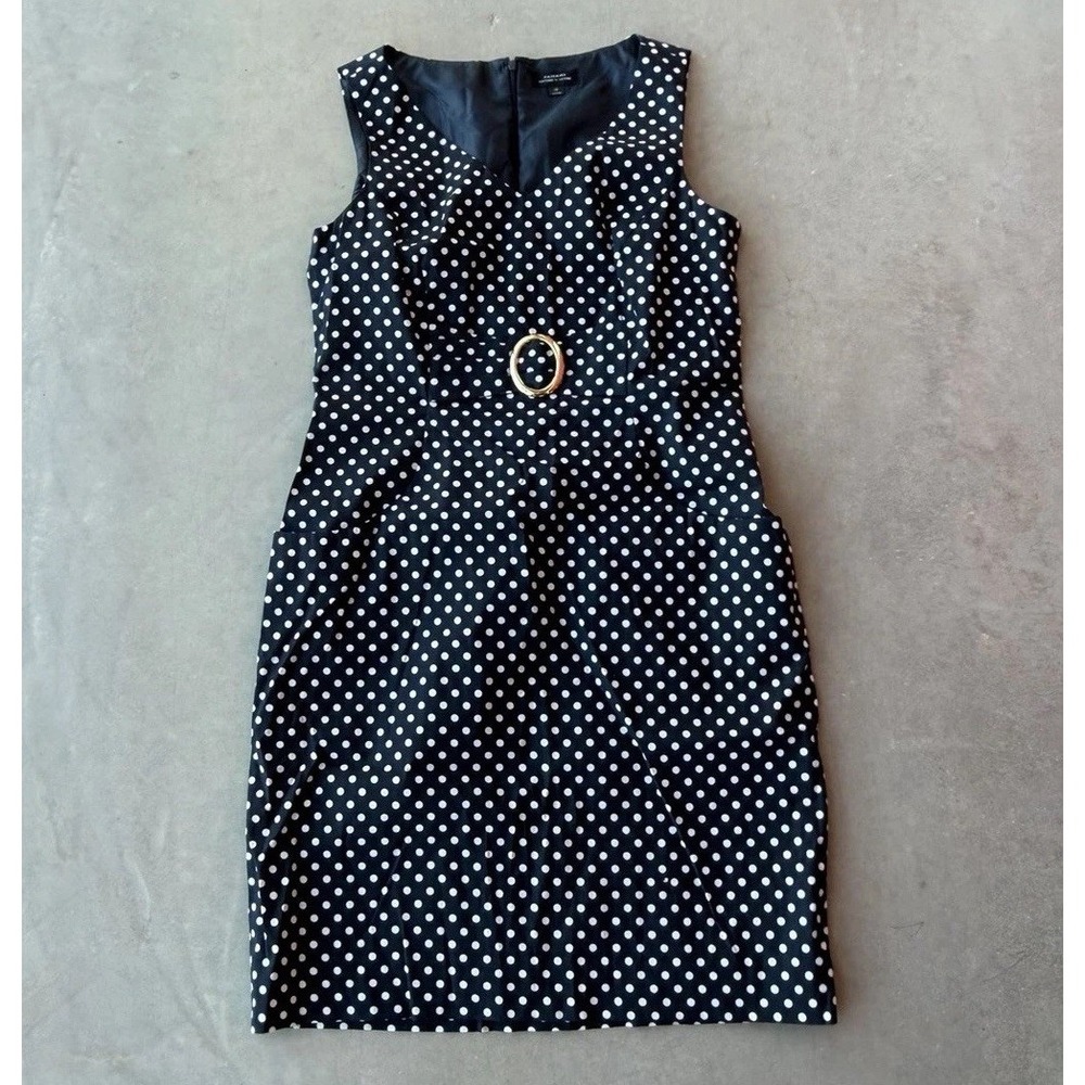 NWT Talbots Black Sheath Dress Women's 12 Bow Tie Neck Cap Sleeve Career